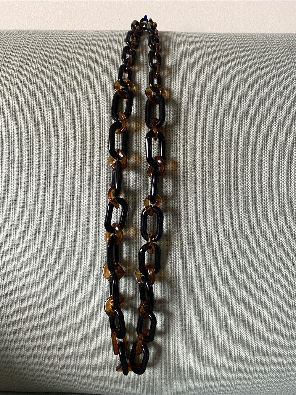 Vintage Tortoiseshell & Black Resin Chain Necklace